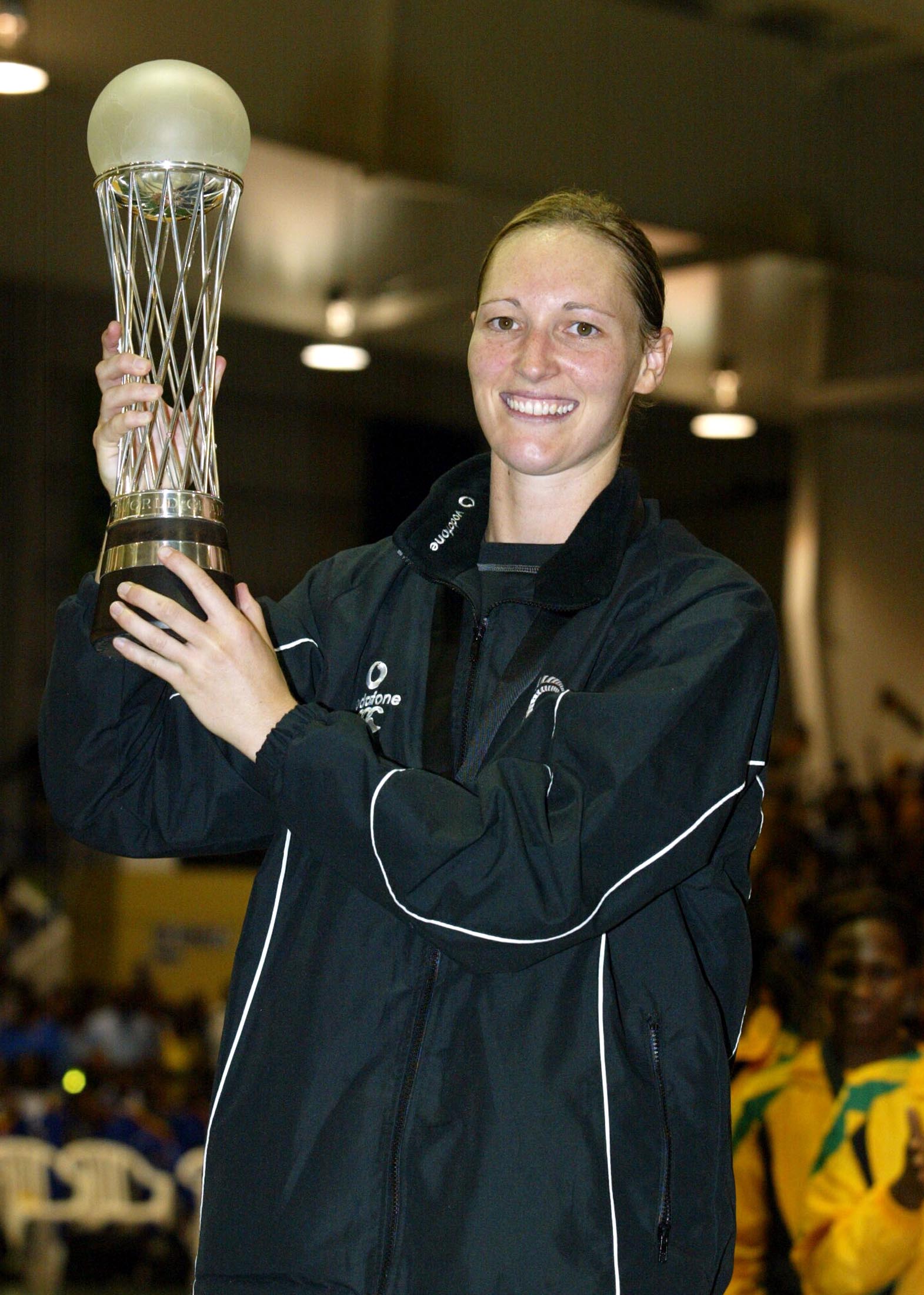 Anna Stanley with the Netball World Cup trophy in 2003. Photo: supplied