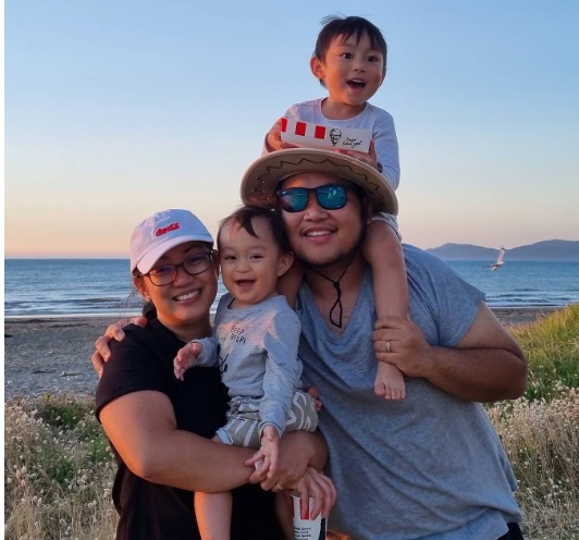 Arvin and Abegail Chua pictured with their sons Sedric, left, and Sebby, before Sebby's death...