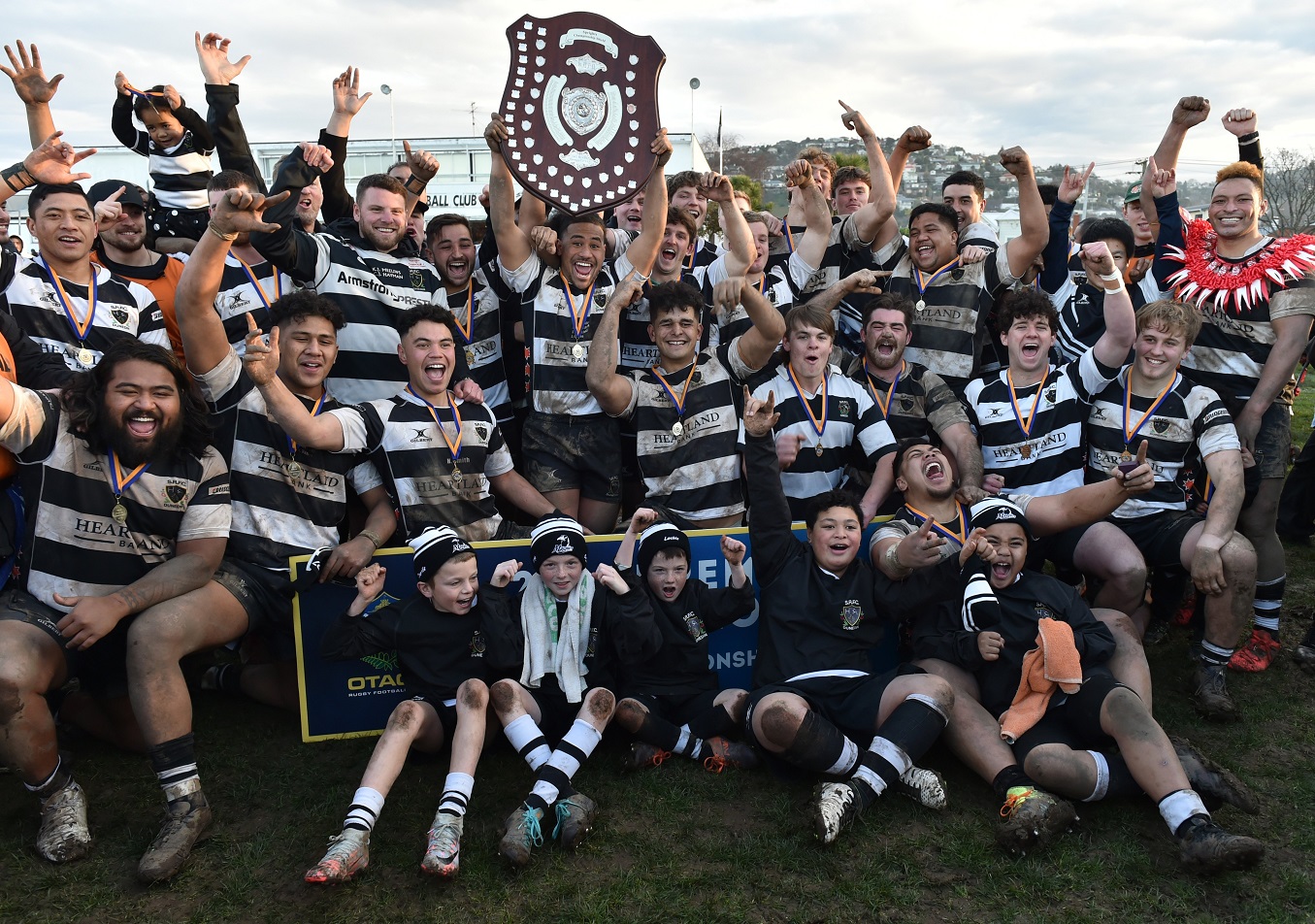 Southern celebrate winning the Championship Shield at Bathgate Park on Saturday. PHOTOS: GREGOR...