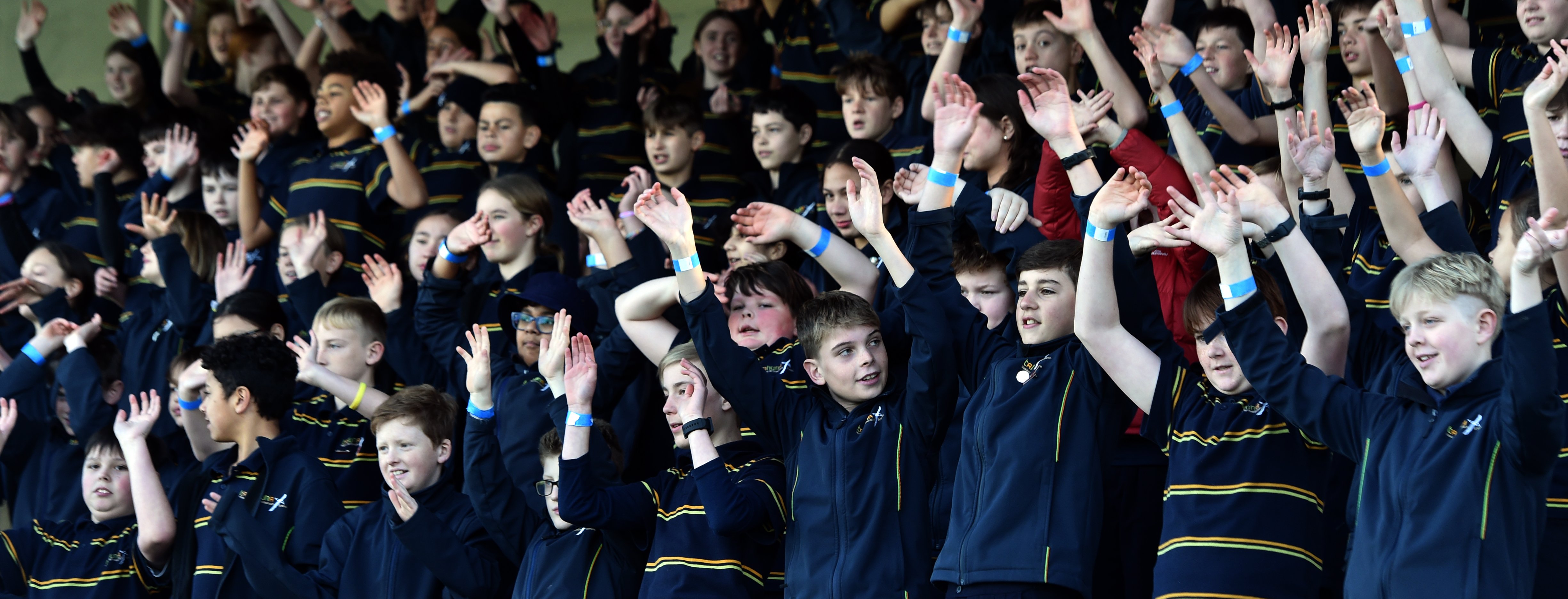 Tahuna Normal Intermediate School pupils cheer as the Swiss football team trains at Tahuna Park...