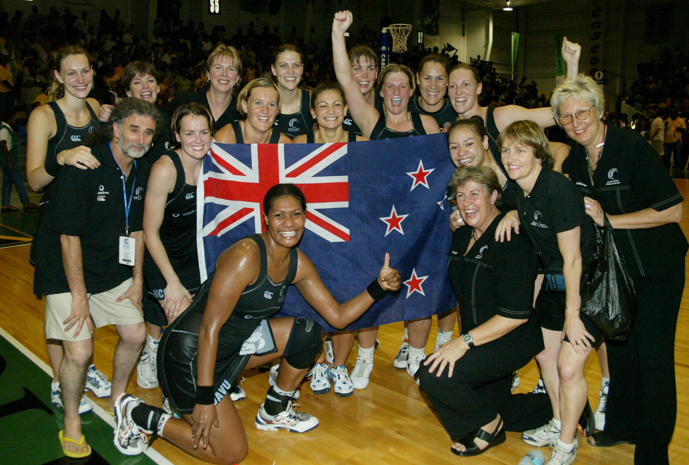 The Silver Ferns celebrate winning the Netball World Cup in 2003. Photo: Photosport