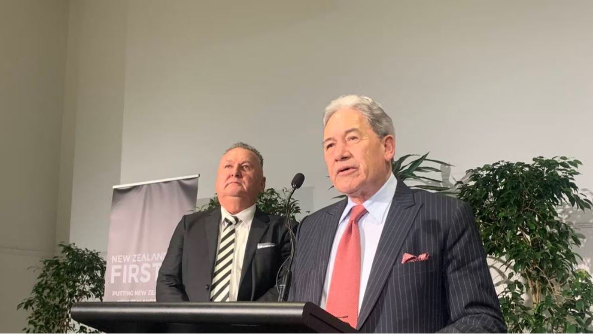 NZ First leader Winston Peters with Northland candidate Shane Jones (left) at the party's 2023...