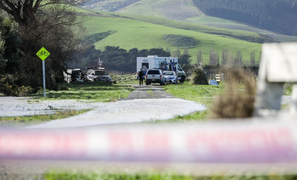 Police searching the Halswell River and nearby area last week. Photo: RNZ 