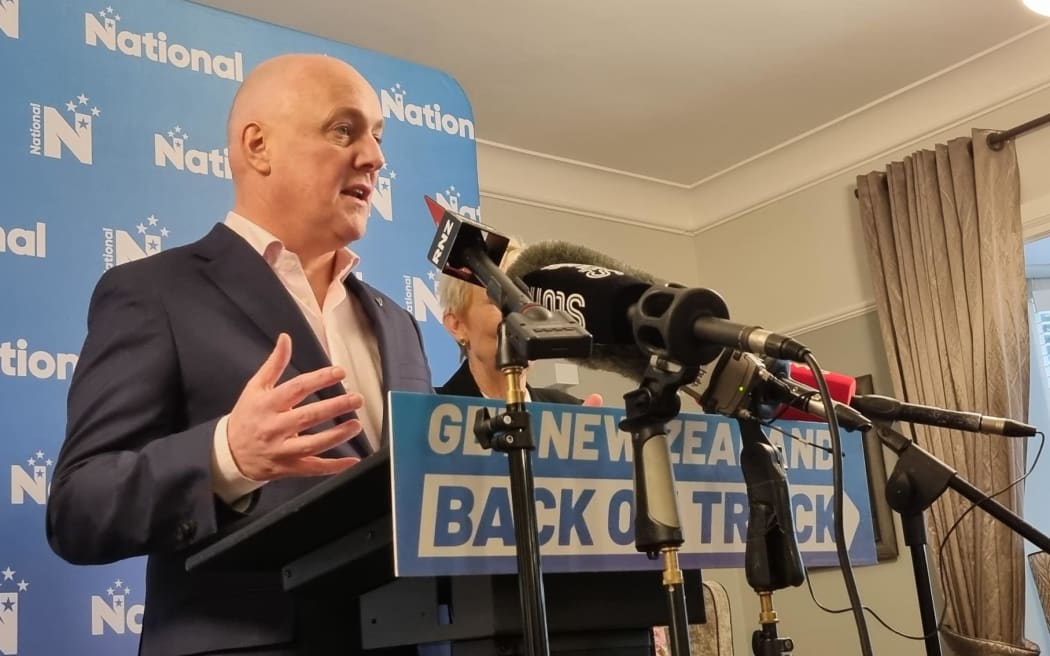 National Party leader Christopher Luxon announces the party list. Photo: RNZ/Craig McCulloch