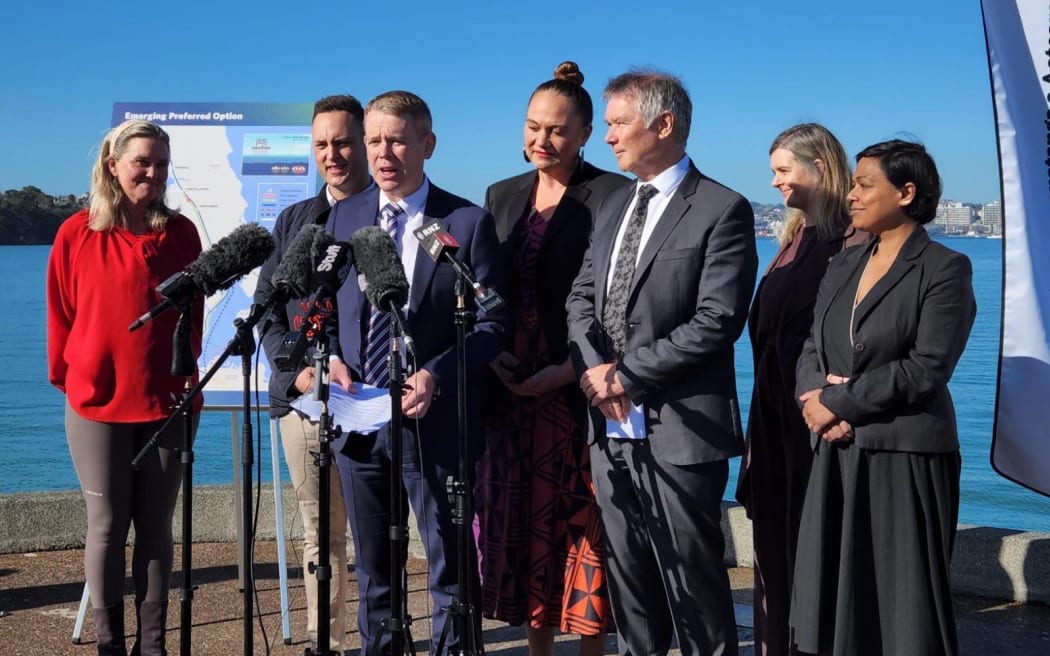 Chris Hipkins, David Parker and Carmel Sepuloni at the announcement of the plan on 6 August....