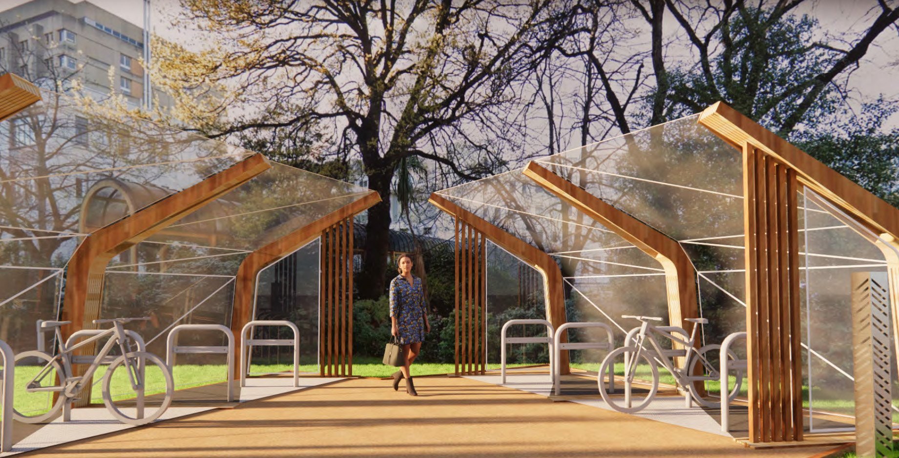 A conceptual illustration shows what the new city bike hub may look like. IMAGE: SUPPLIED