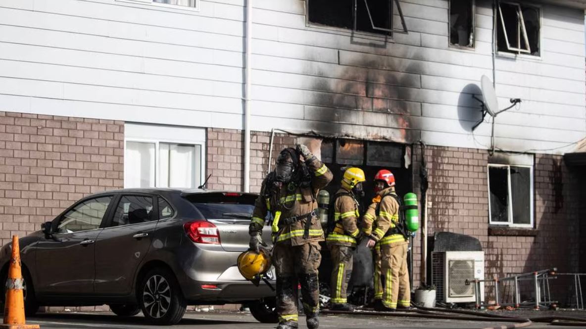 Fire and Emergency responded to a fire at a Christchurch flat today. Photo: George Heard