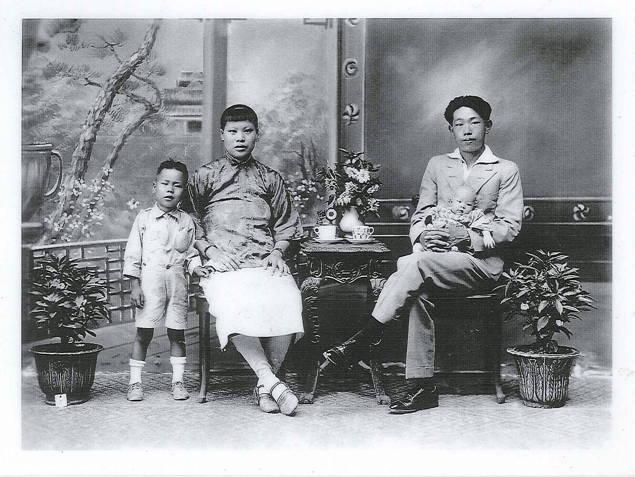 Bev Moon’s family in China in 1939 (from left) Albert, Lee Choy Kee, Yip Tack Lee (Dixon) and Yip...