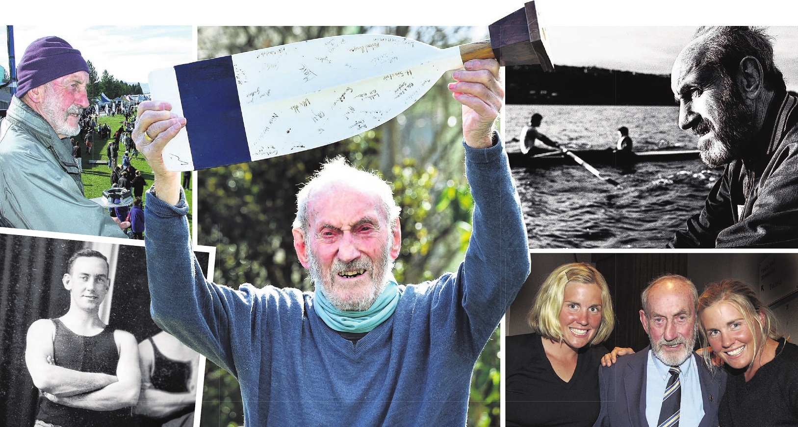 Rowing coach Fred Strachan with an oar given to him by Otago Boys’ after coaching at the school...