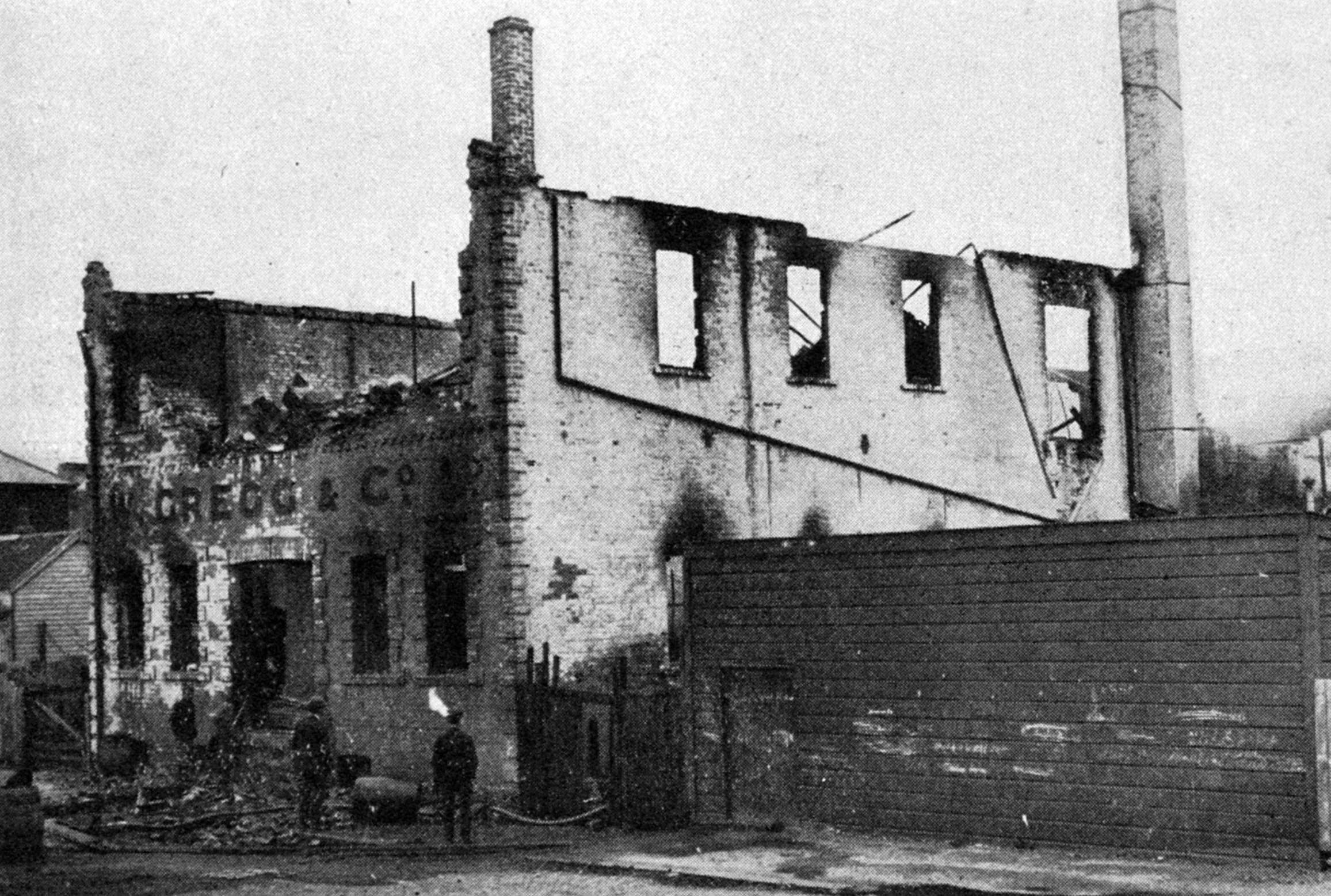 W. Gregg and Co.'s starch factory in Harbour Tce, Dunedin, destroyed by fire on August 14, 1923. ...