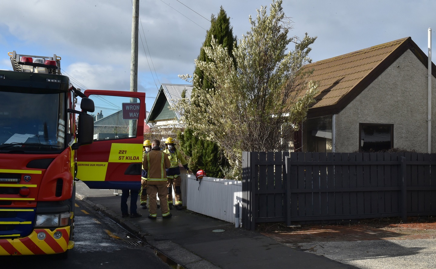 Emergency services attended a house fire in Oxford St this afternoon. PHOTO: GREGOR RICHARDSON