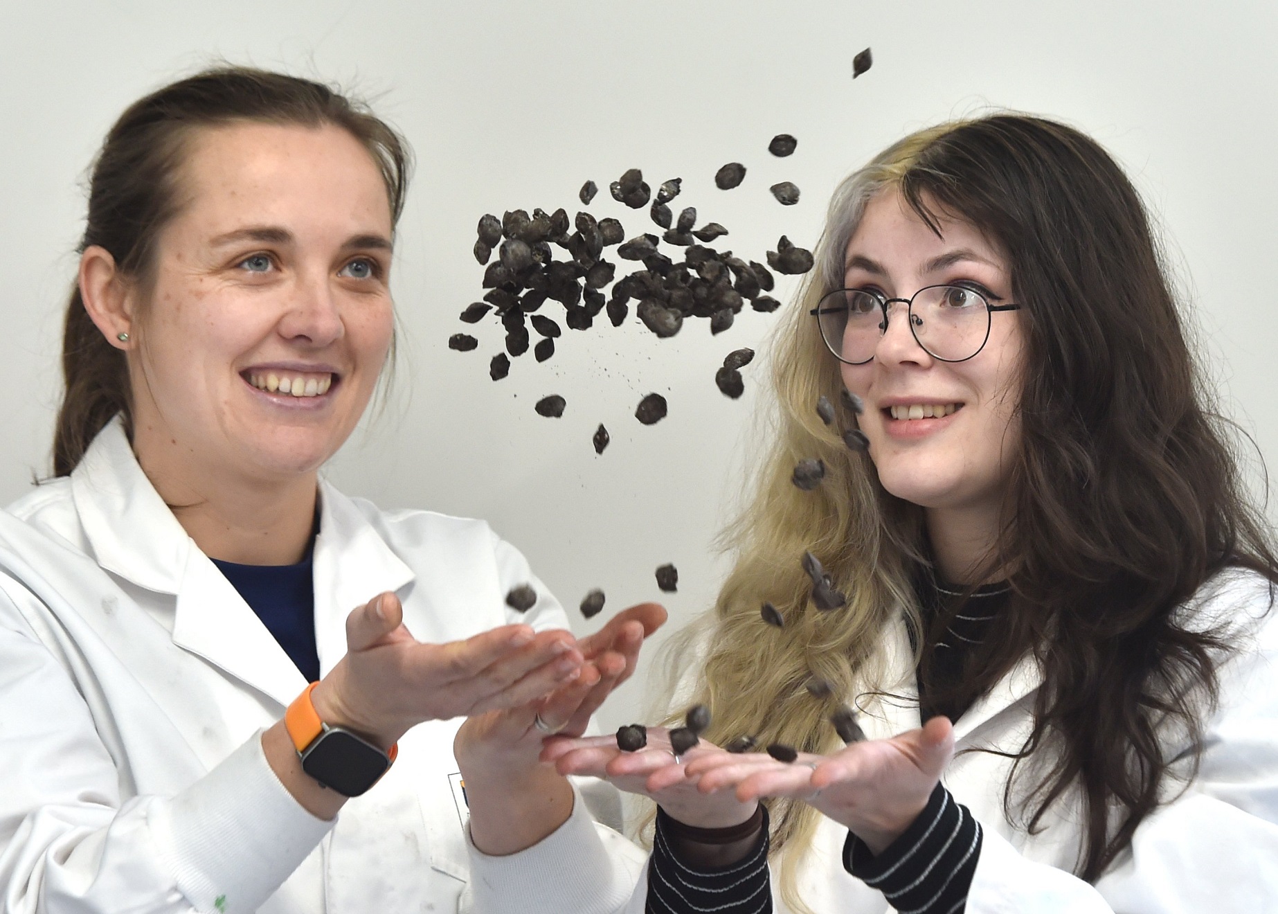 University of Otago botany postgraduate students Aimee Pritchard (left) and Jessica Paull with...