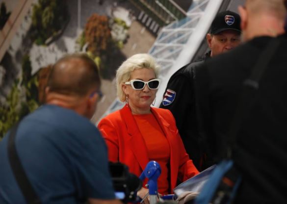 Anti-trans activist Kellie-Jay Keen-Minshull - aka Posie Parker - arrives at Auckland Airport....