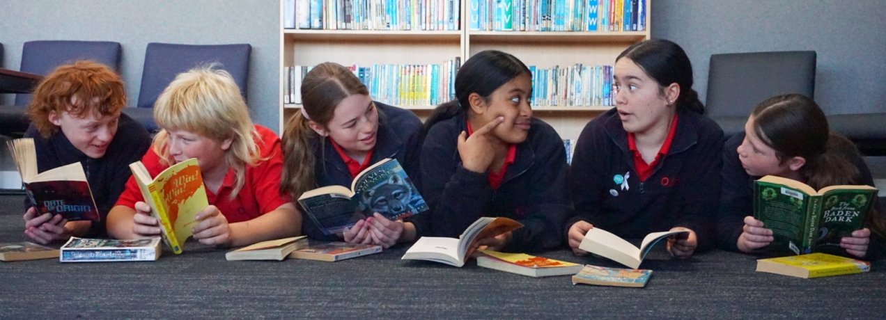 Spending time in the library are year 8 Oamaru Intermediate School pupils (from left) Cole...