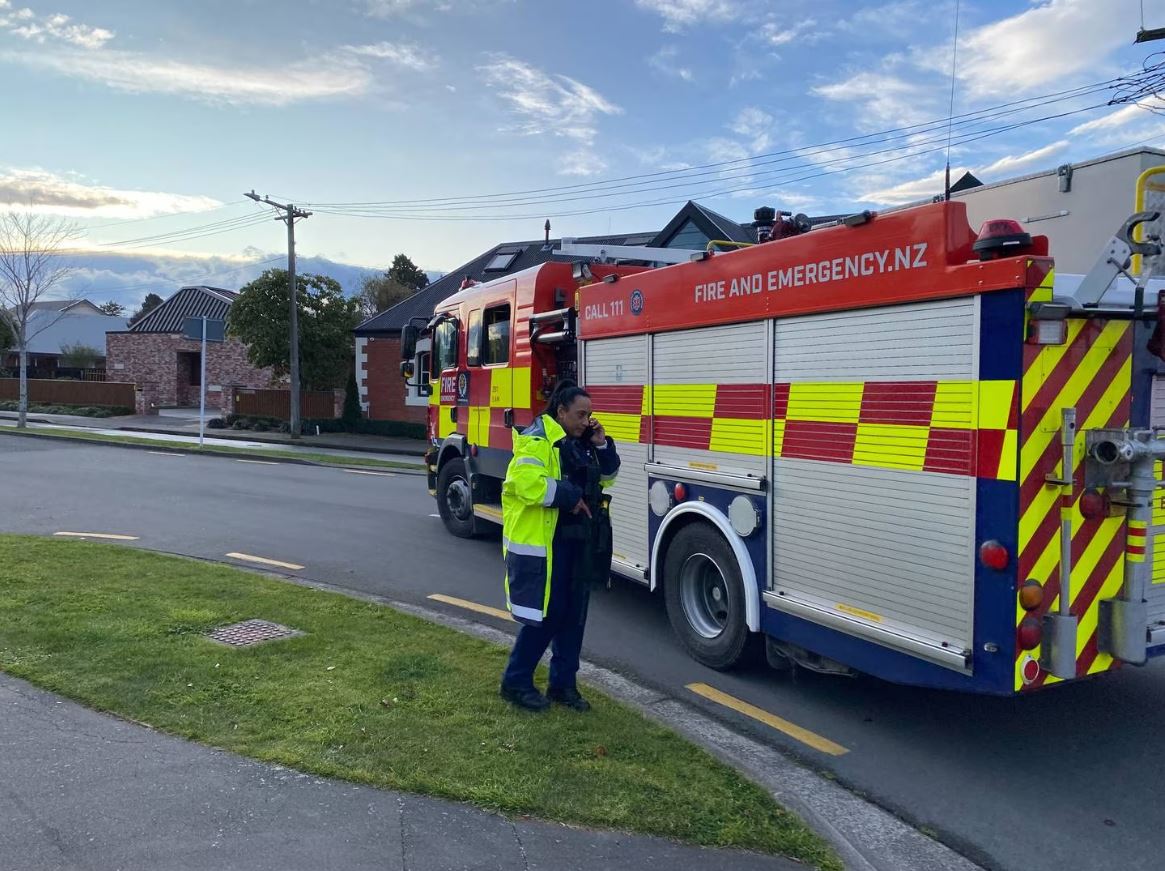 A fire engine and the Armed Offenders Squad (AOS) have been called in. Photo: Sam Sherwood