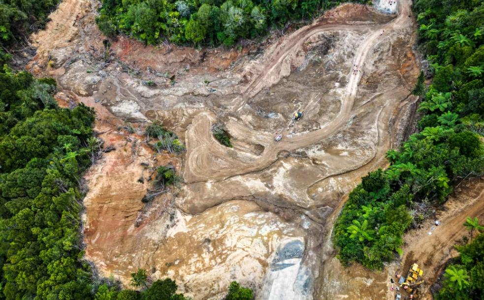 A section of SH25a was destroyed after storms in late January. Photo: Nick Monro