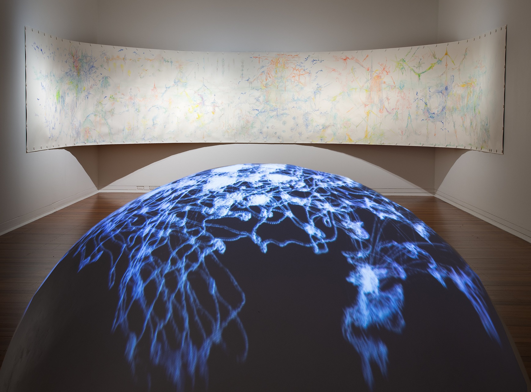 My Sky, by Motoko Kikkawa (installation view), 2023. Japanese Ganryo (watercolour) on paper and...