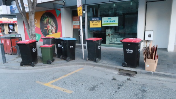 Bins like these clogging a Shotover St footpath will be a thing of the past come November 1....