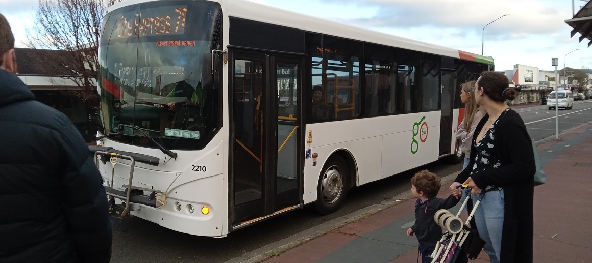 The City Express 78 bus ready to depart Mosgiel on Monday morning. Photo: Peter Dowden 