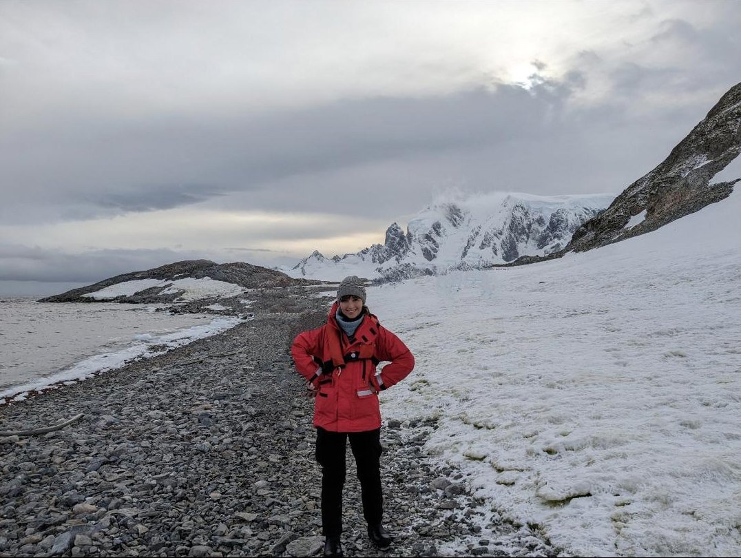 Injy Johnstone working in Antarctica in March as part of her aim to complete net-zero research on...