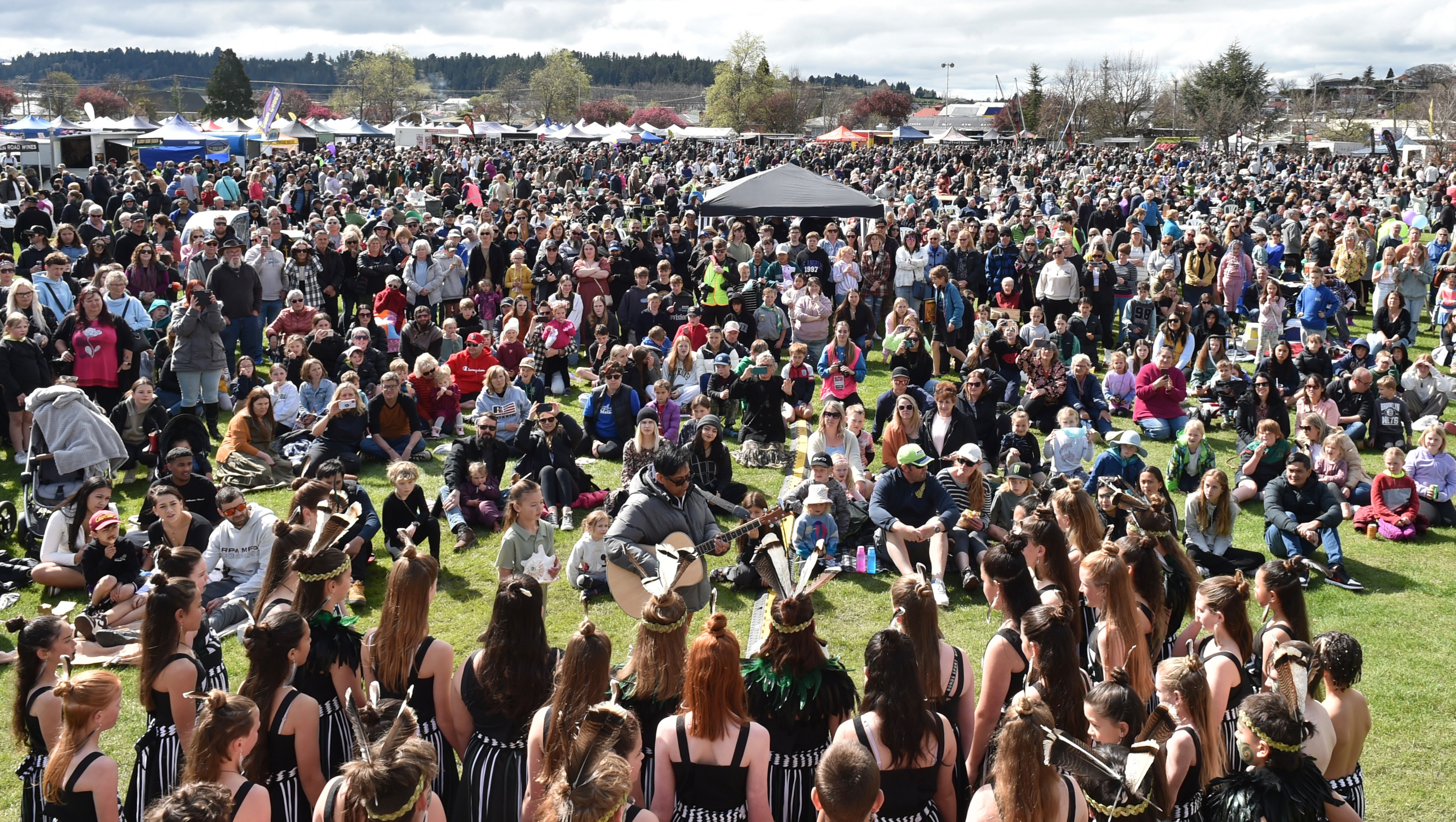 The large crowd at Centennial Park for the Alexandra Blossom Festival on Saturday. PHOTO: GREGOR...