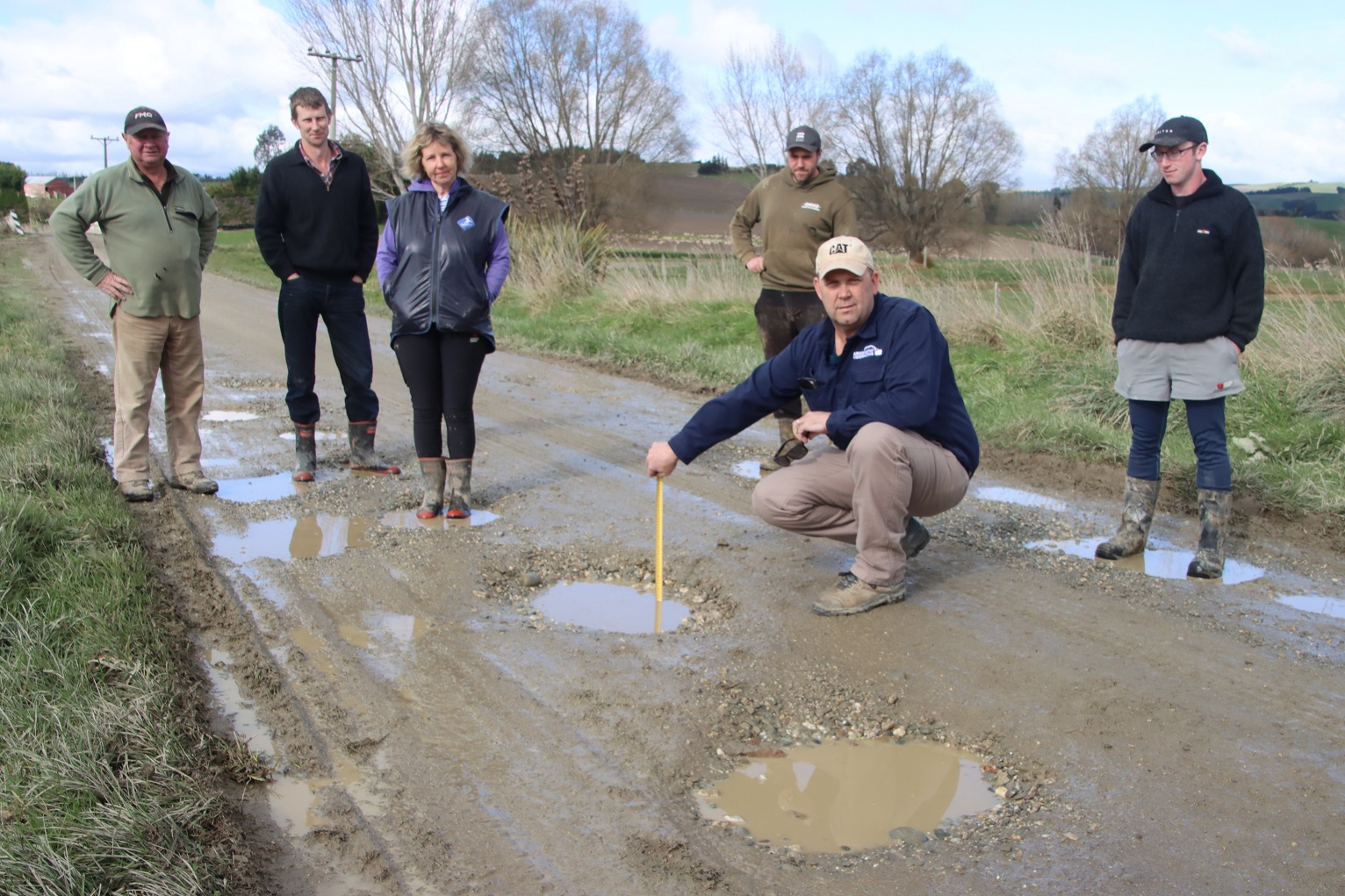 Waikaka Valley residents (from left) Peter McIntyre, Glen McPhail, Sandie Stark, Kayne Smith and...