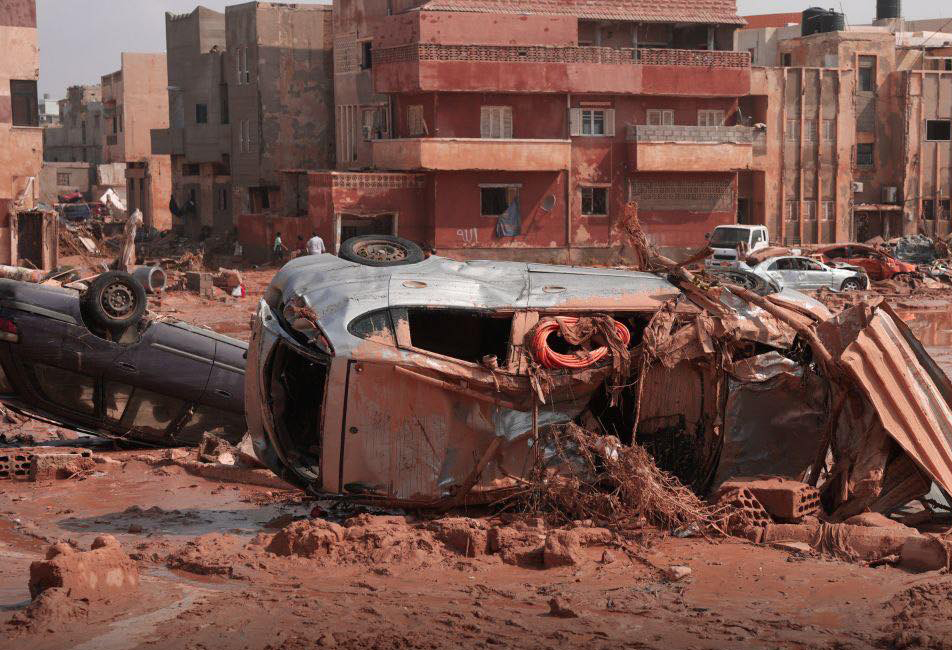 Some of the devastation caused by flash flooding in the city of Derna after Storm Daniel hit the...