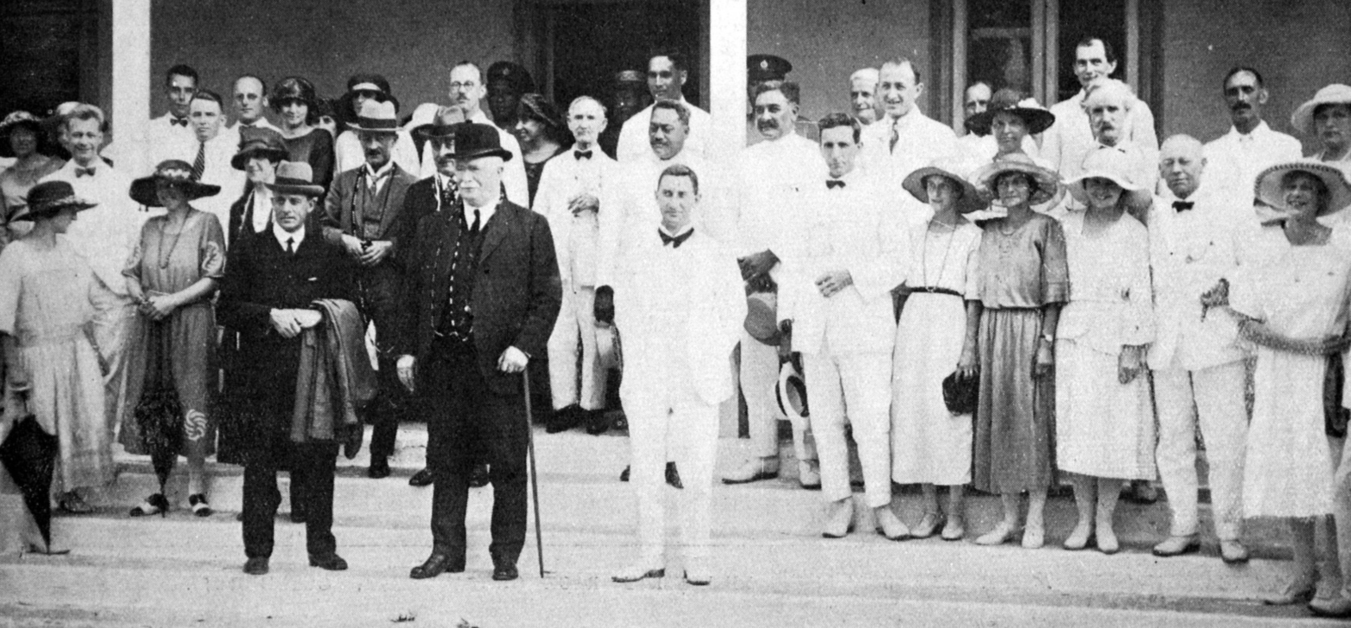 New Zealand Prime Minister William Massey in Rarotonga, Cook Islands on his way to the Imperial...