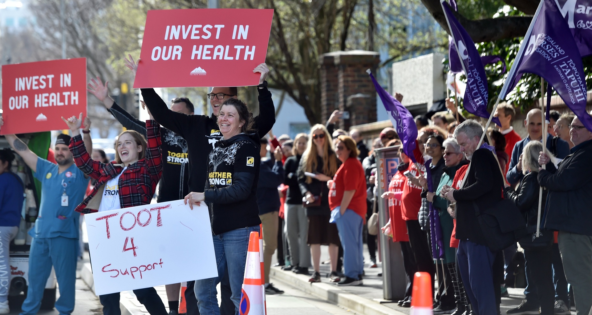 Participants in yesterday’s Association of Salaried Medical Specialists’ protest in Cumberland St...