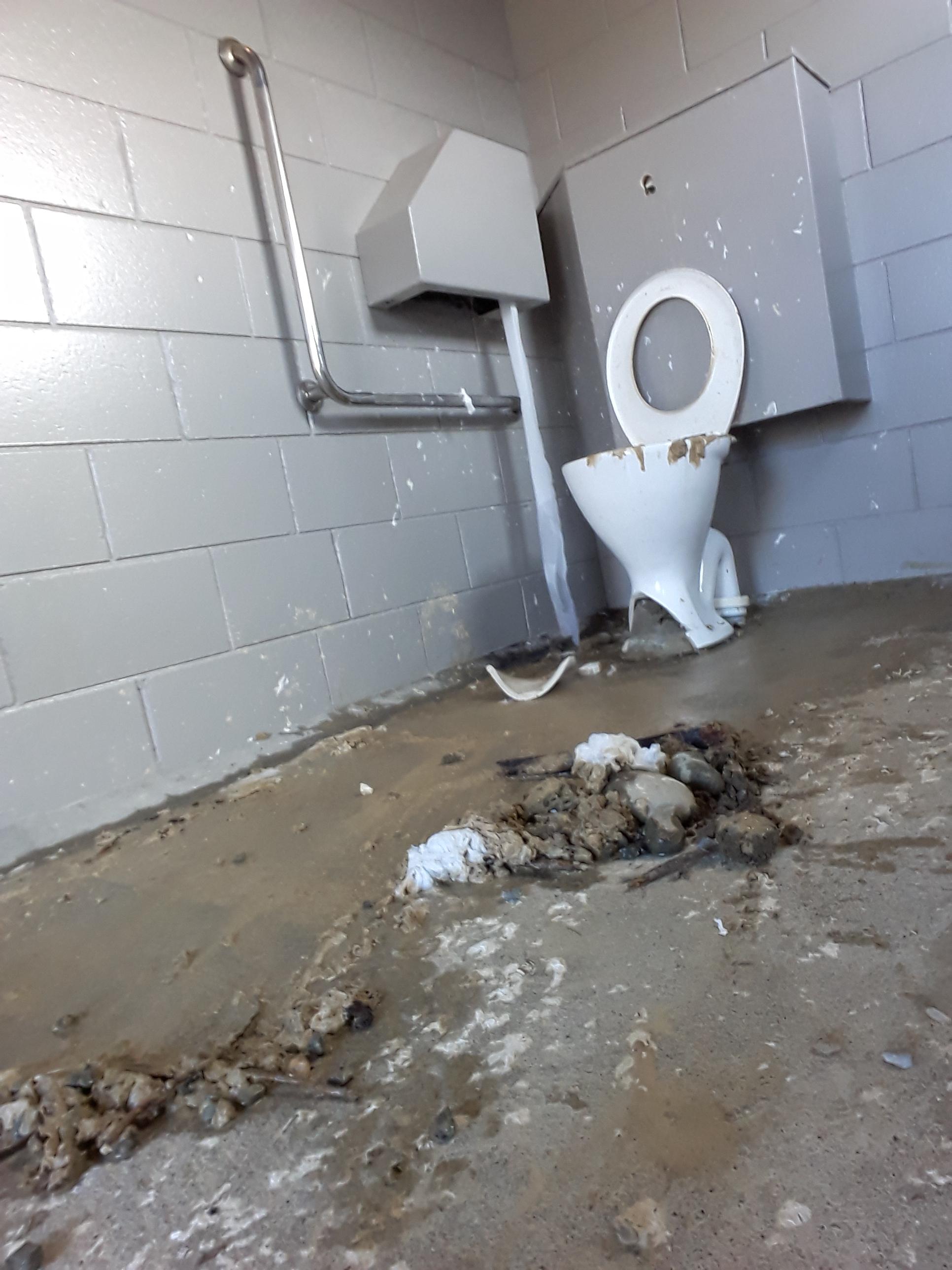 One of the damaged toilets. Photo: Gore District Council