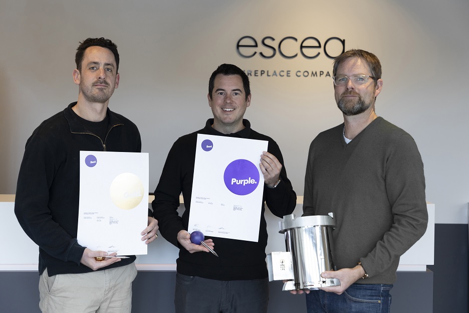 Celebrating Escea’s success in the New Zealand Best Design Awards are (from left) design engineer...