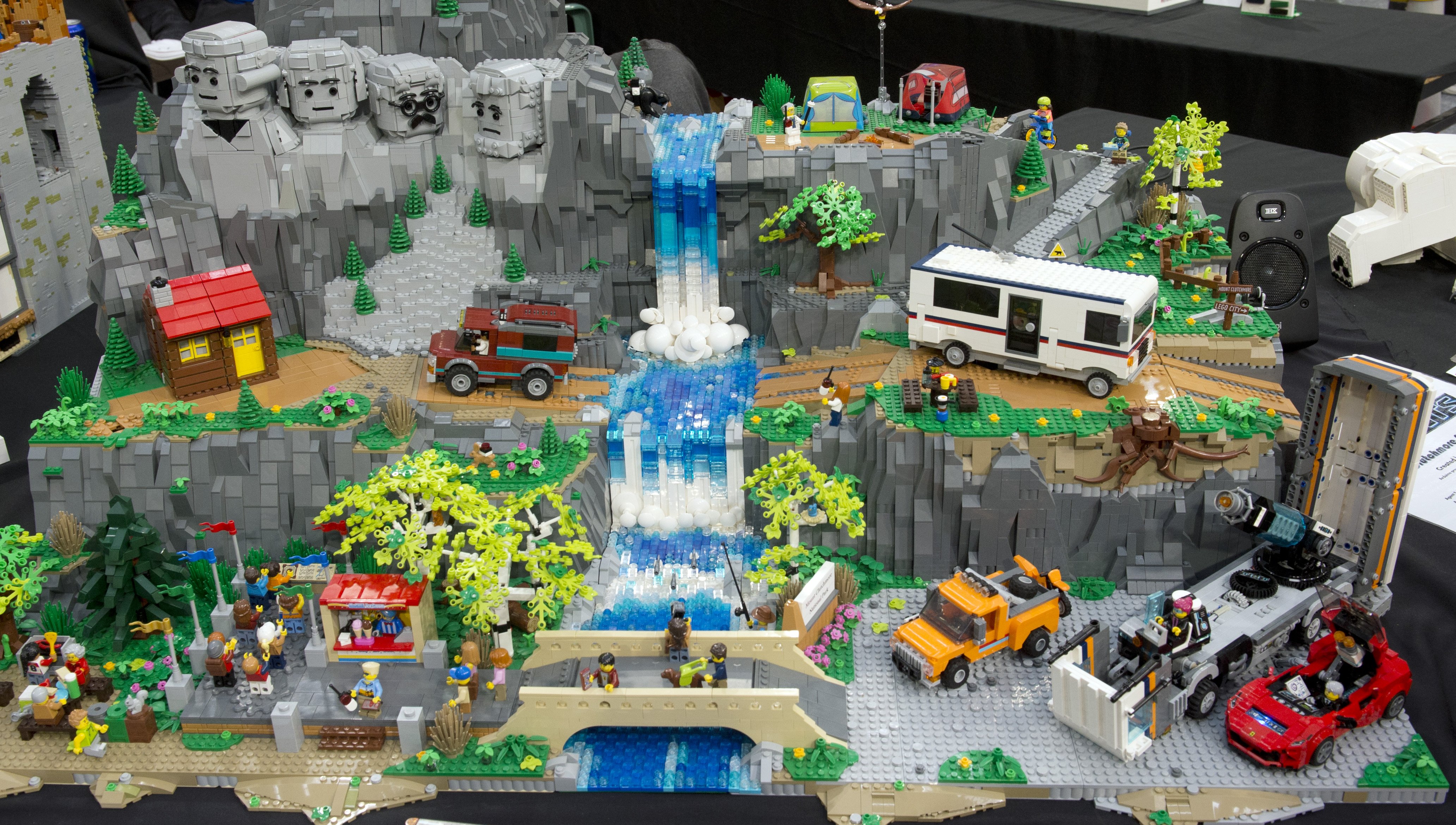 Lego sculpture piece 'Mount Clutchmore Showdown' built by Lego Masters season winner Jake Roos...