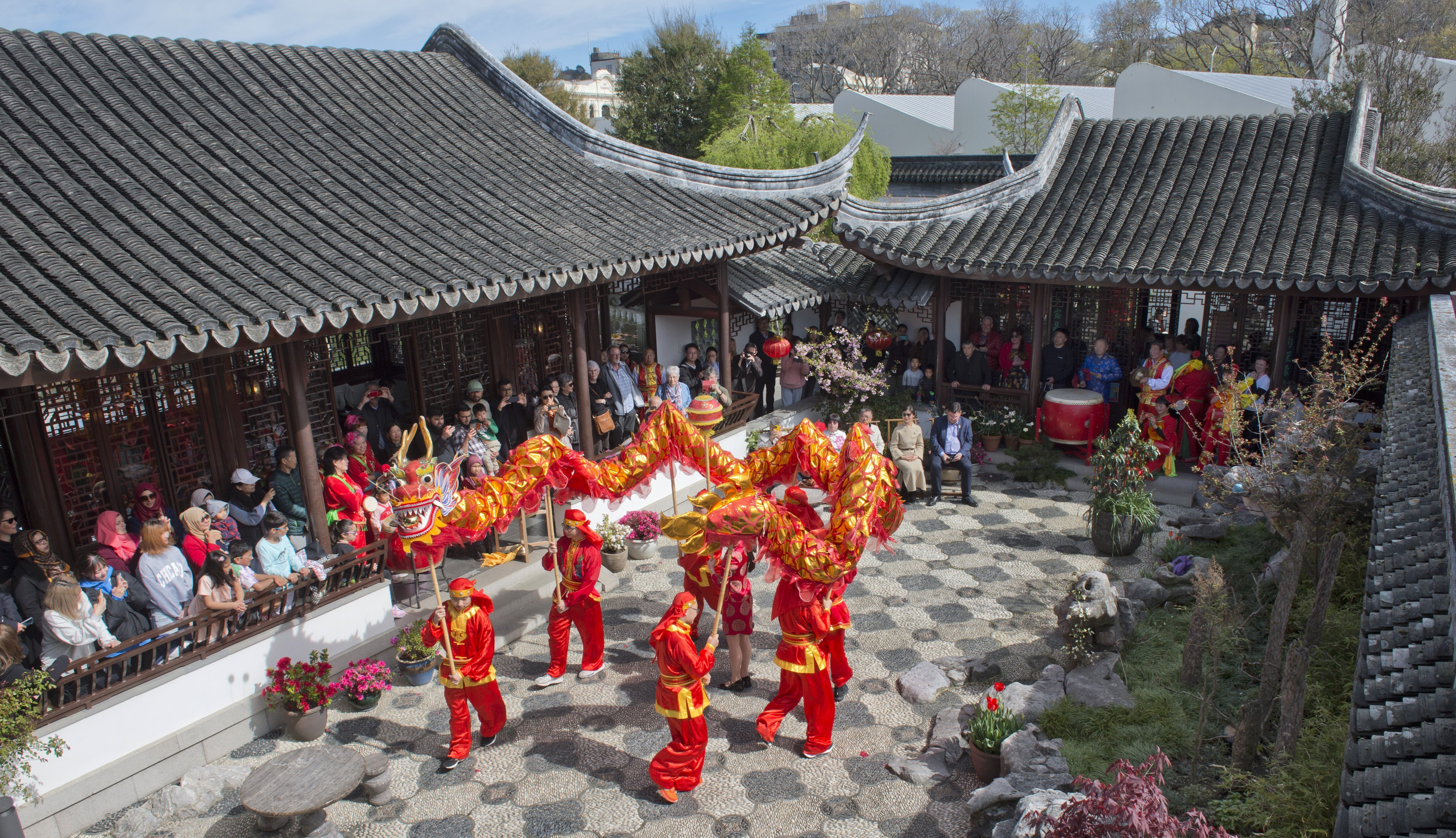 Members of the Otago University Chinese Students’ Association perform a dragon dance at 15th...