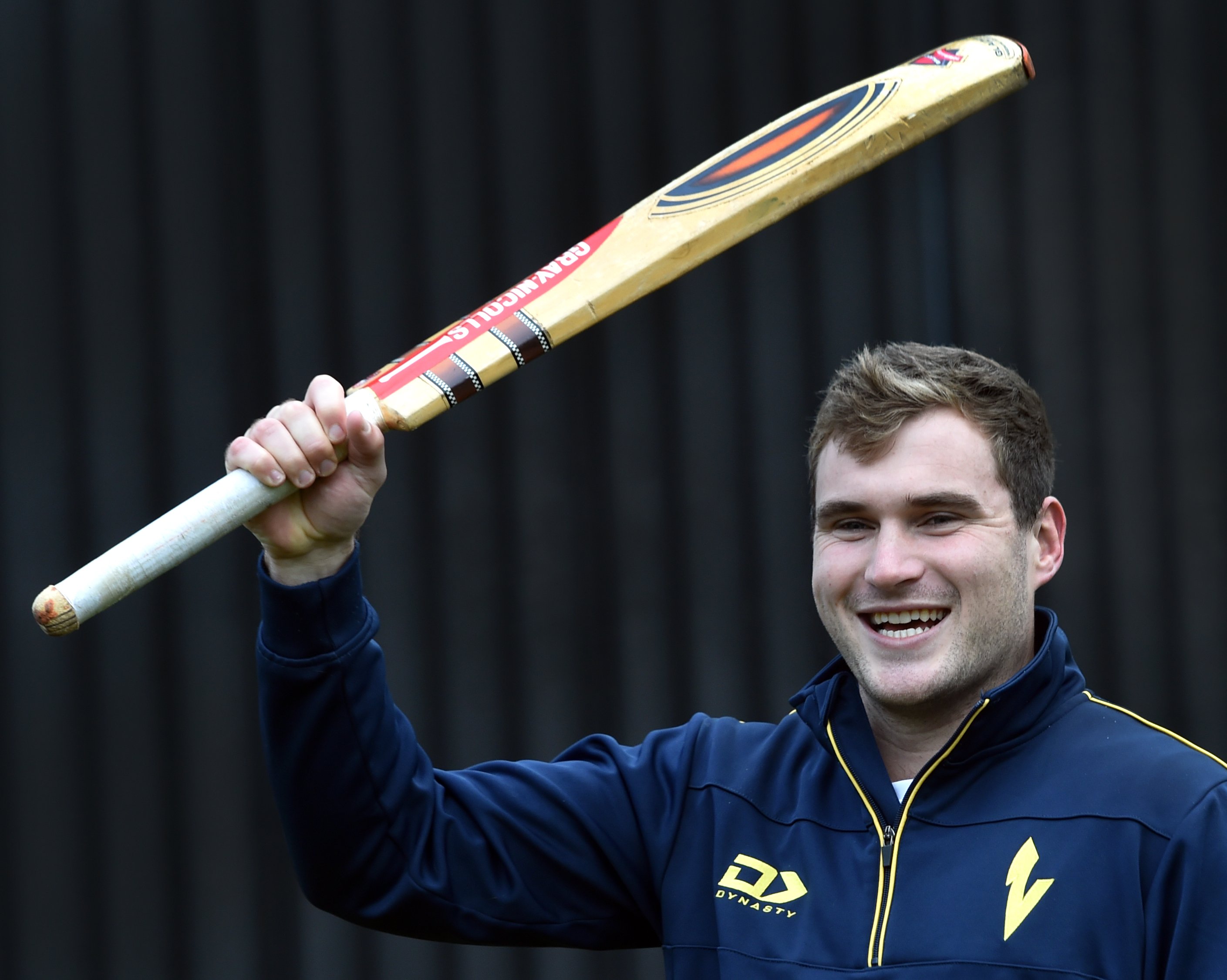 Otago all-rounder Dean Foxcroft celebrates his call-up to the Black Caps, at the University Oval...