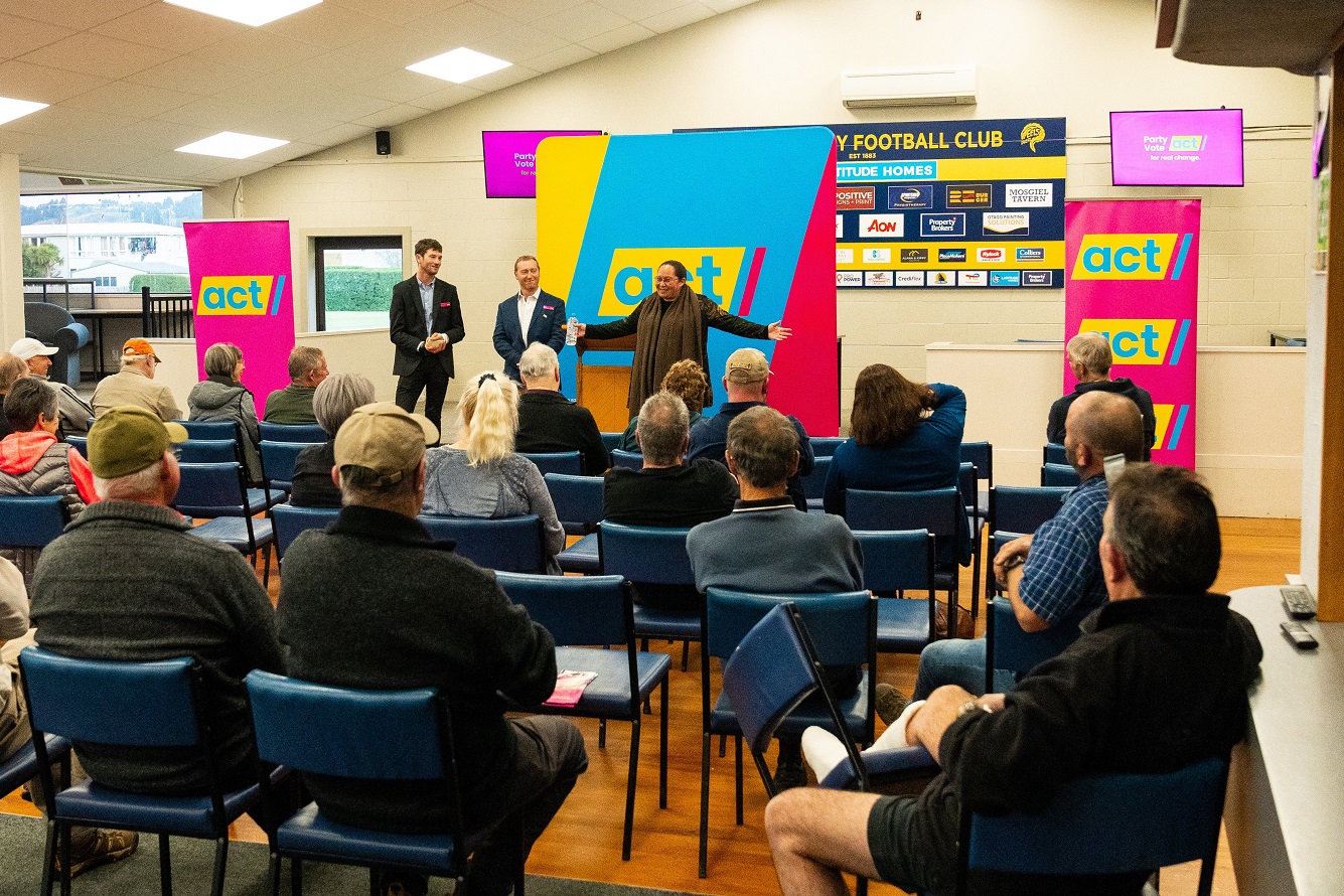 Act candidates (from left) Burty Meffan (Taieri), Tim Newman (Dunedin) and Nicole McKee (Rongotai...