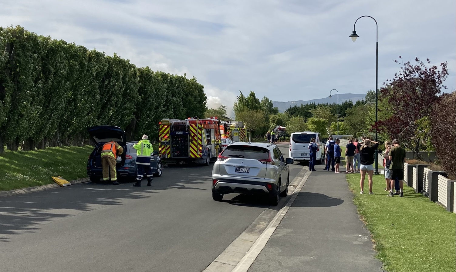 Emergency services at the scene this afternoon. Photo: Peter McIntosh 