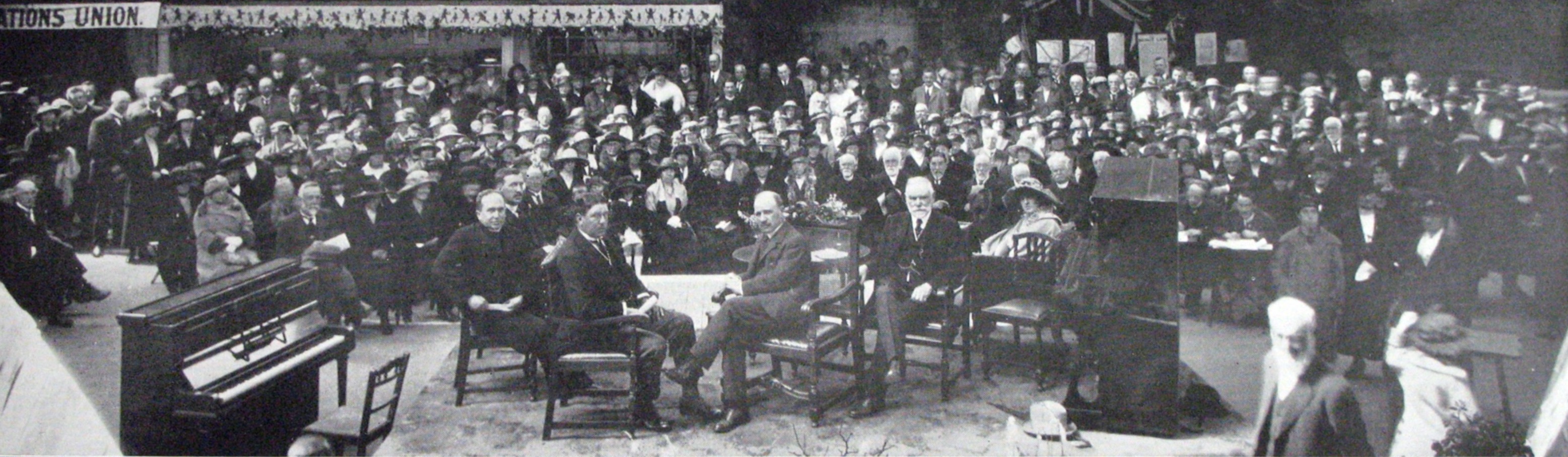 Opening of the Children’s Exhibition: on the platform (from left) Rev Tulloch Yuille, designer Mr...