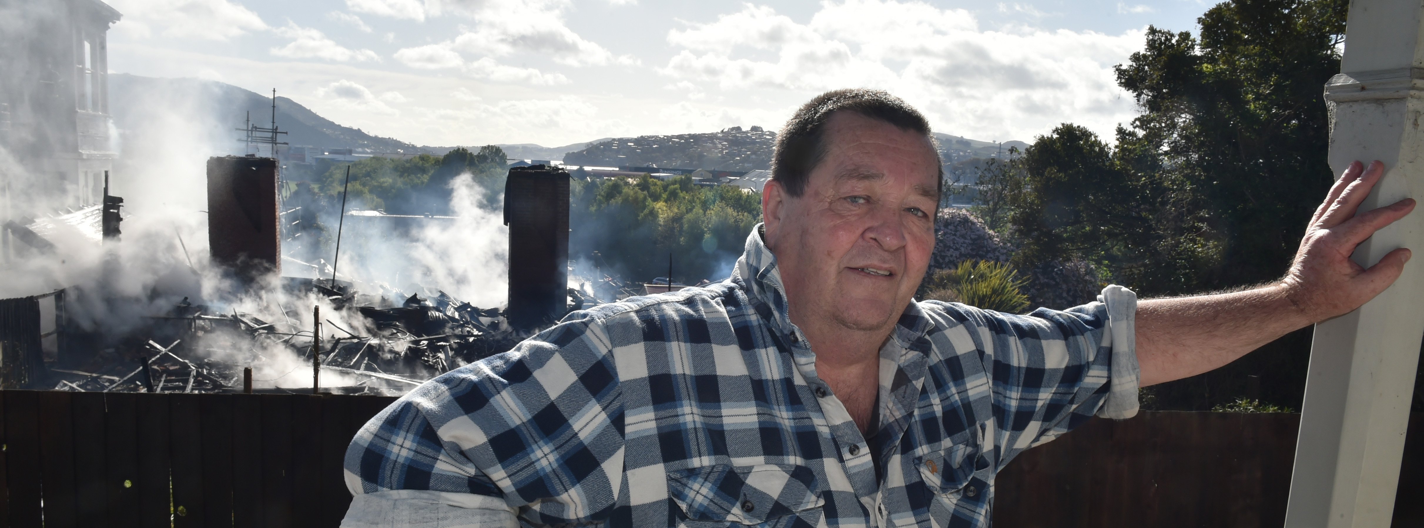 Lance Dyke, a neighbour of a building consumed in a blaze yesterday morning, rang emergency...