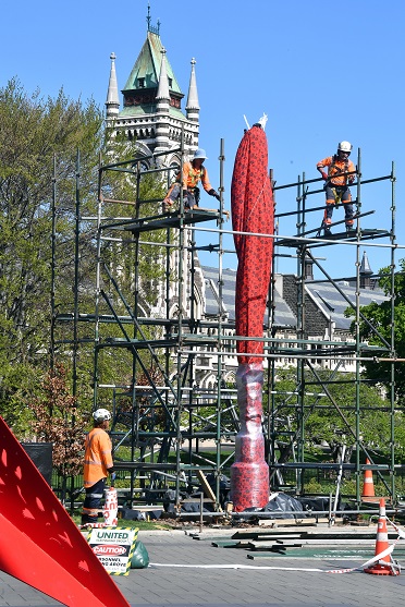 The sculpture was prepared yesterday for the official unveiling. PHOTO: STEPHEN JAQUIERY