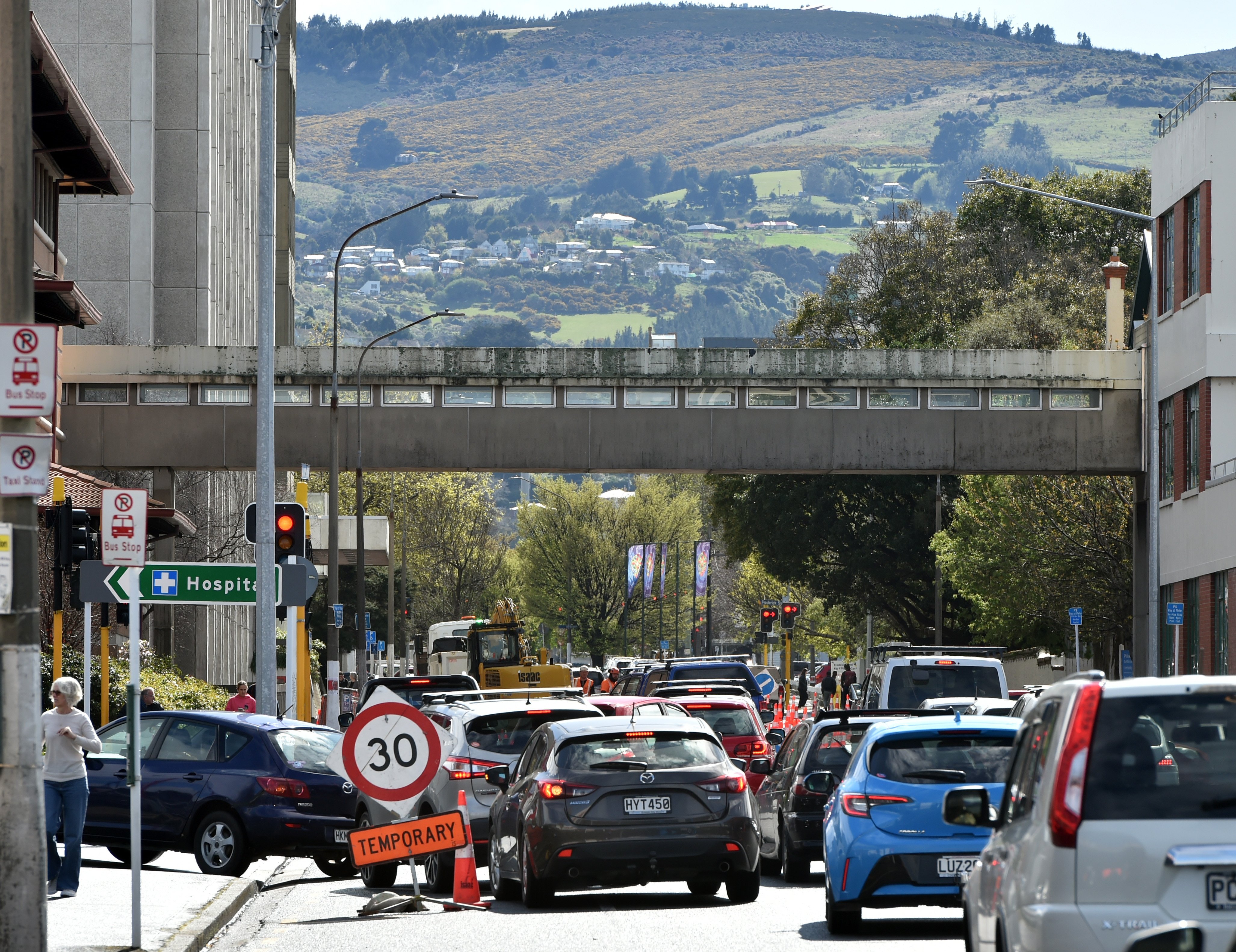 Dunedin Hospital’s pedestrian bridge over Cumberland St will soon be getting a new look. PHOTO:...