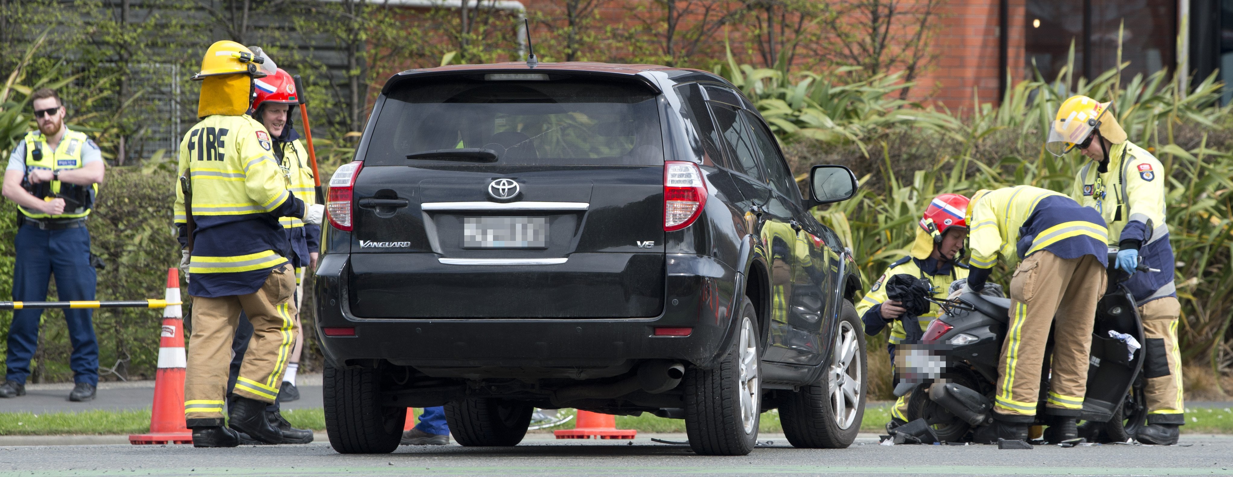 Emergency services at the scene of the crash. Photo: Gerard O'Brien