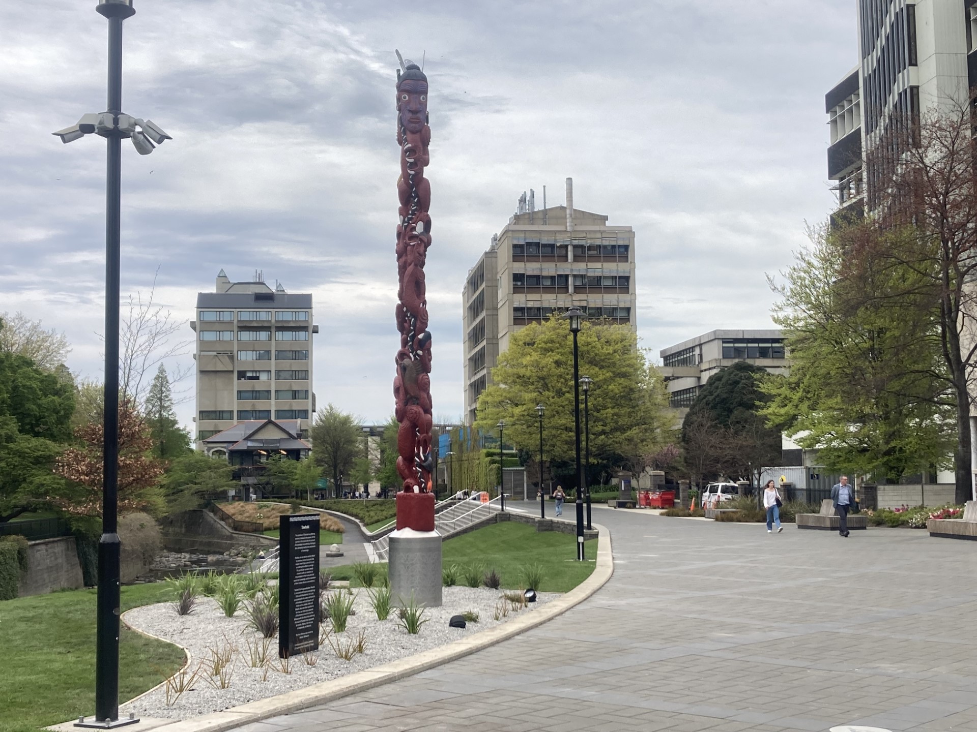 The sculpture, Pou Whenua Tāwhaki, was commissioned by the university’s office of Māori...