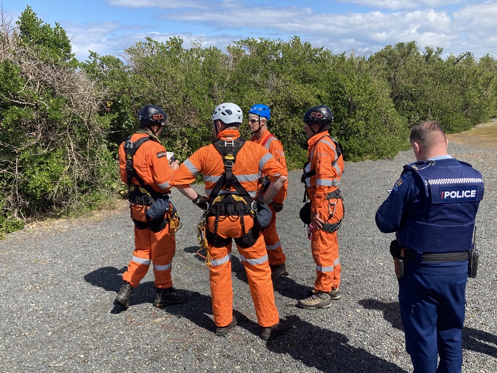 Rescue personnel at the scene today. Photo: Stephen Jaquiery