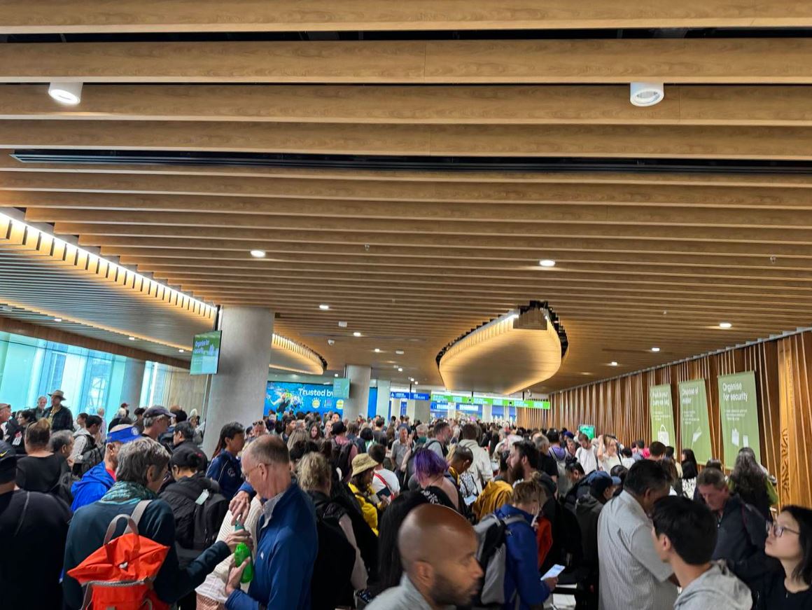 Auckland Airport passengers faced long delays in the international terminal. Photo: X