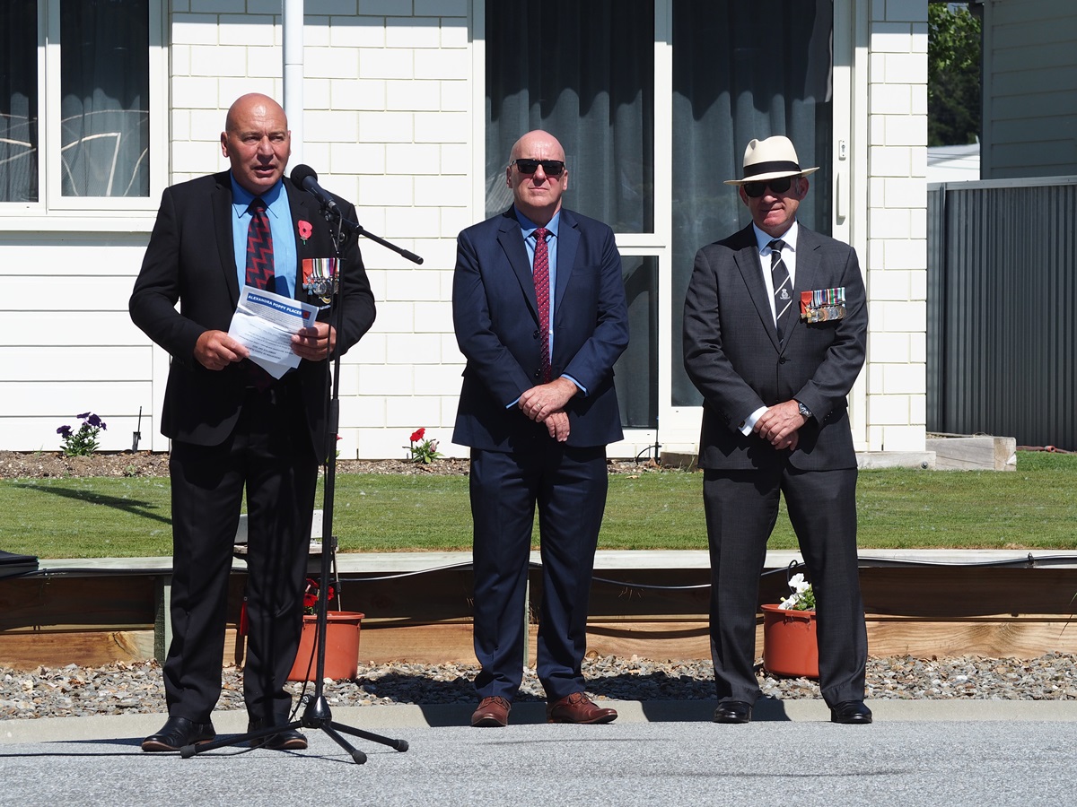 Alexandra RSA executive member Paul Galloway, Central Otago Mayor Tim Cadogan and former chief of...