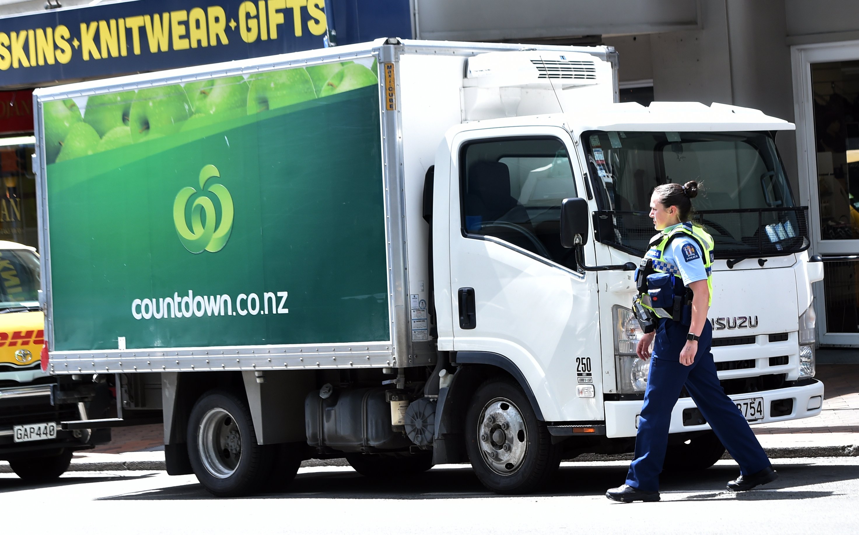 A man is arrested by police in George St about noon today. PHOTO: PETER MCINTOSH