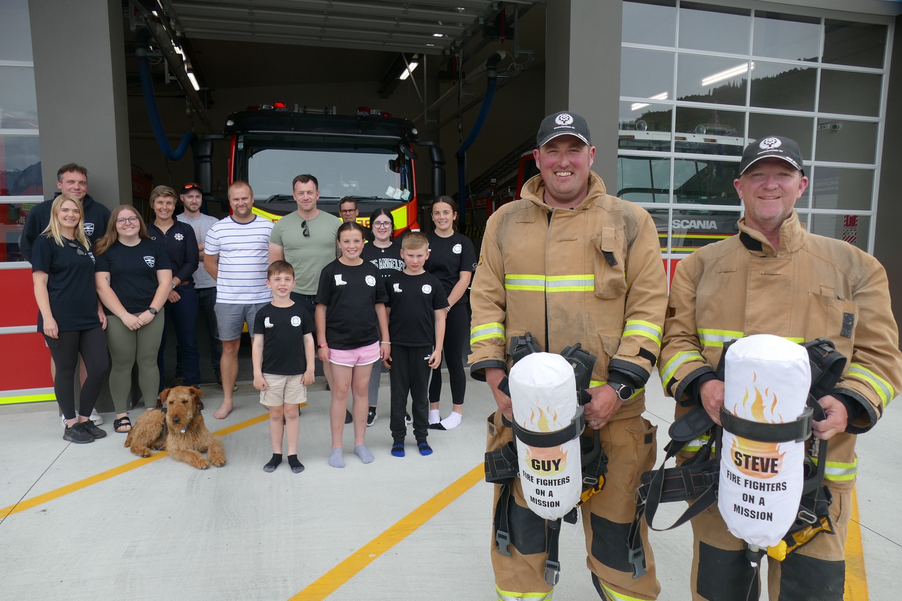 Winton volunteer firefighters Guy Johnstone (left) and Steve Turton pictured with some of their...