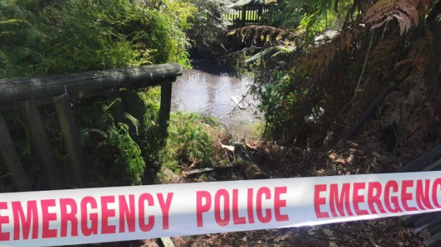 The scene at Kuirau Park after a car crashed through a fence into a hot pool. Photo: NZ Herald 