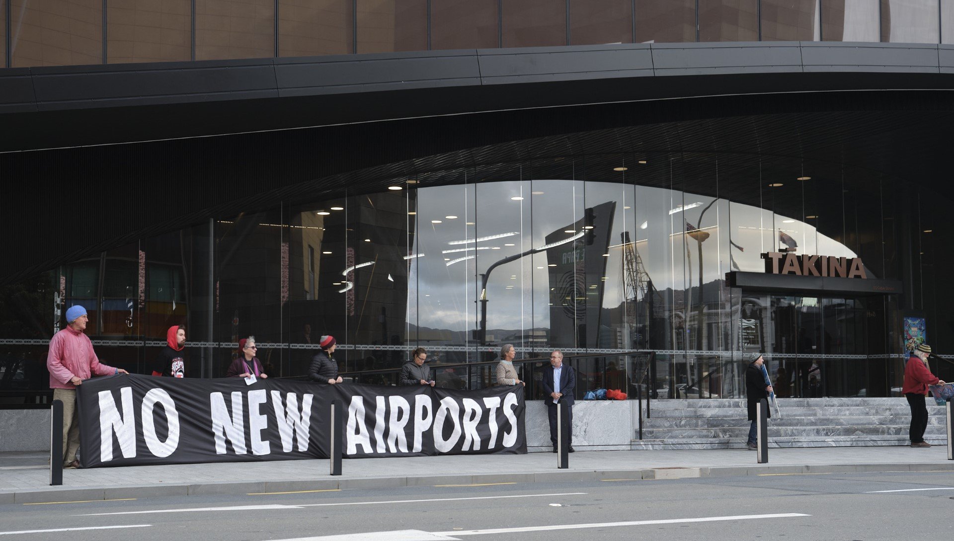 Sustainable Tarras members protest outside the Tourism Industry Aotearoa’s national tourism...