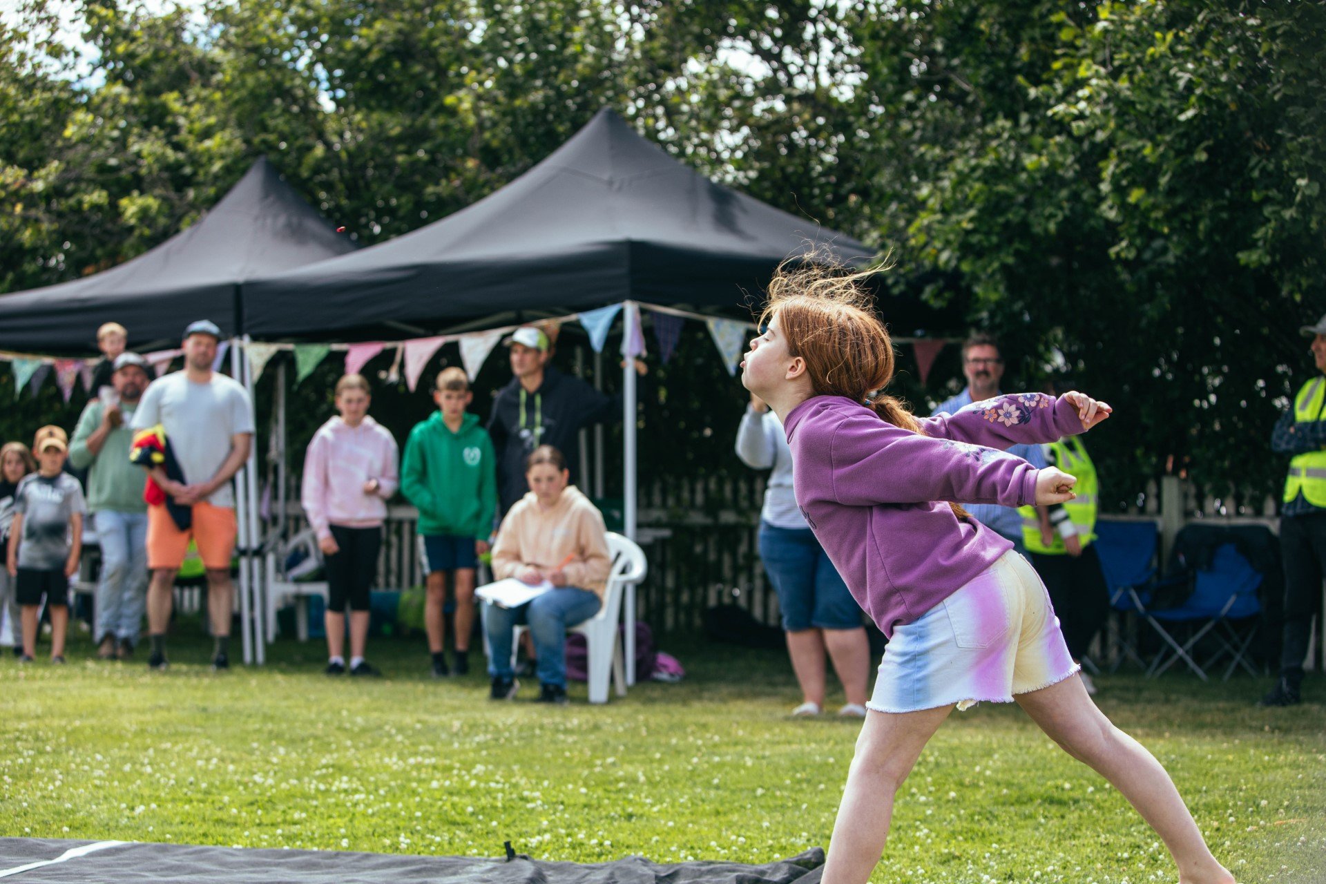 Kate de Jong, 10, propels a cherry stone during yesterday’s national competition.